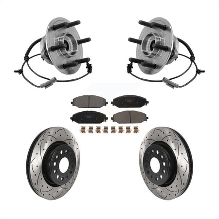 Front Hub Bearing Drilled Slot Brake Rotor & Pad Kit For Ram 1500 With 22" Factory Wheels KBB-127165