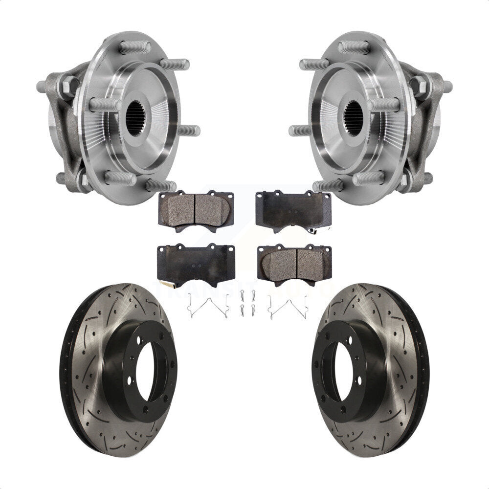 Front Hub Bearing Drill Slot Brake Rotor Pad Kit For Toyota Tacoma 4Runner FJ Cruiser 4WD KBB-127167