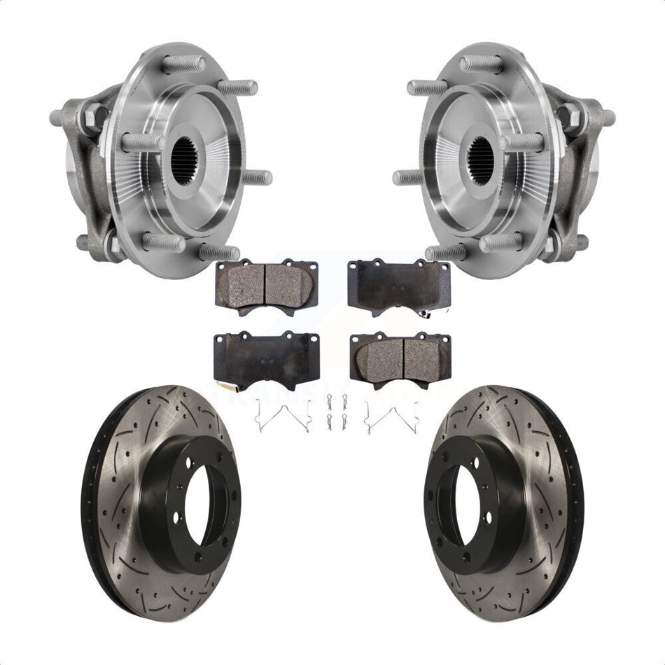 Front Hub Bearing Drill Slot Brake Rotor Pad Kit For Toyota Tacoma 4Runner FJ Cruiser 4WD KBB-127167