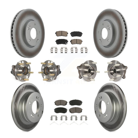 Front Rear Hub Bearings Coated Disc Brake Rotors And Pads Kit (10Pc) For Hyundai Sonata KBB-127180
