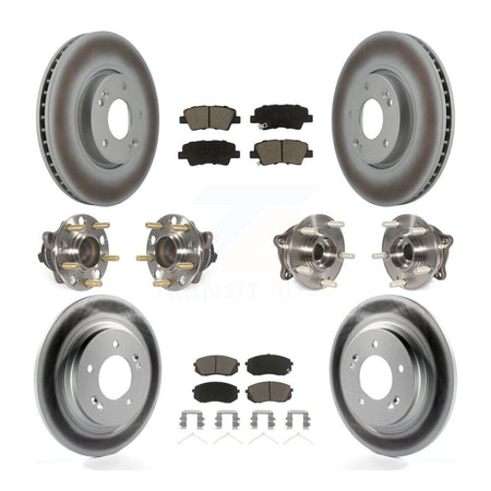 Front Rear Hub Bearings Coated Disc Brake Rotors And Pads Kit (10Pc) For Hyundai Sonata KBB-127181