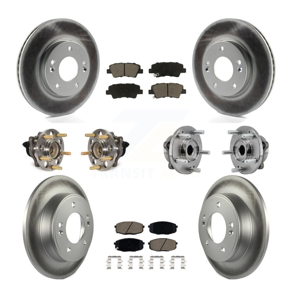 Front Rear Hub Bearing Coated Brake Rotor Pad Kit (10Pc) For Kia Soul Naturally Aspirated KBB-127183