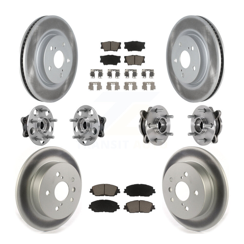 Front Rear Hub Bearings Coated Disc Brake Rotors And Pads Kit (10Pc) For Toyota Camry KBB-127190