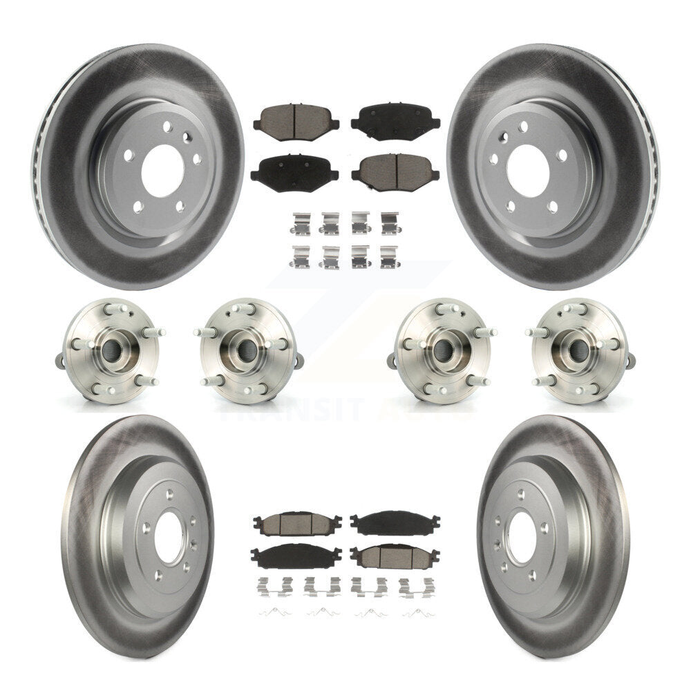 Front Rear Hub Bearings Coated Disc Brake Rotors And Pads Kit (10Pc) For Ford Explorer KBB-127191