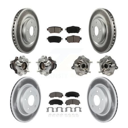 Front Rear Hub Bearings Coated Disc Brake Rotors And Pads Kit (10Pc) For Nissan Rogue KBB-127193