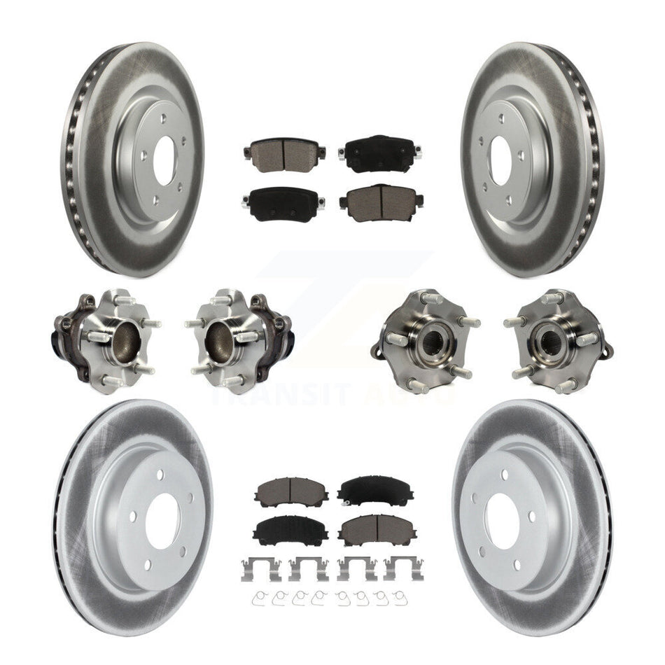 Front Rear Hub Bearings Coated Disc Brake Rotors And Pads Kit (10Pc) For Nissan Rogue KBB-127193