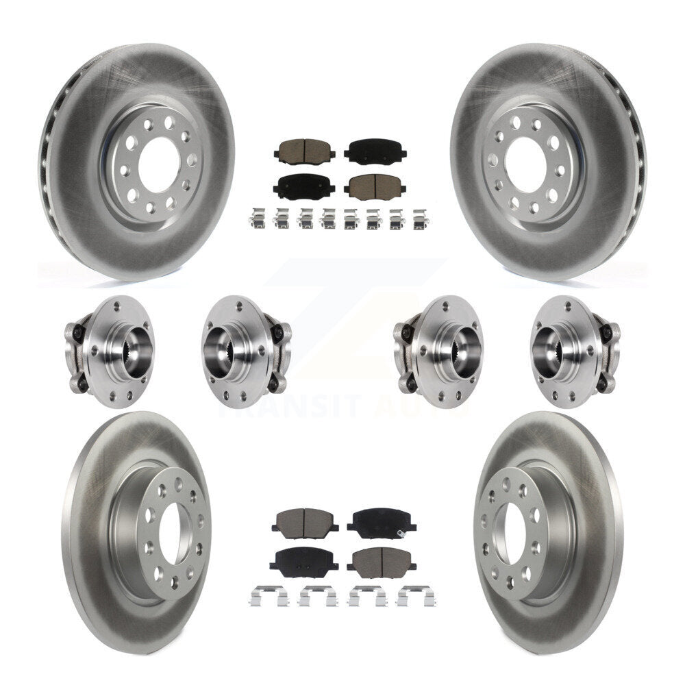 Front Rear Hub Bearing Coated Disc Brake Rotor Pad Kit (10Pc) For Jeep Renegade Fiat 500X KBB-127194
