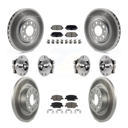 Front Rear Hub Bearings Coated Disc Brake Rotors And Pads Kit (10Pc) For Jeep Compass AWD KBB-127195