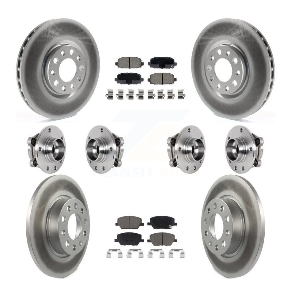 Front Rear Hub Bearings Coated Disc Brake Rotors And Pads Kit (10Pc) For Jeep Compass AWD KBB-127195