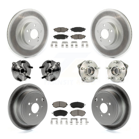 Front Rear Hub Bearings Coated Disc Brake Rotors And Pads Kit (10Pc) For Subaru Impreza KBB-127202