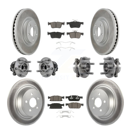 Front Rear Hub Bearing Coated Disc Brake Rotor Pad Kit (10Pc) For 2015-2018 Ford Edge FWD KBB-127204