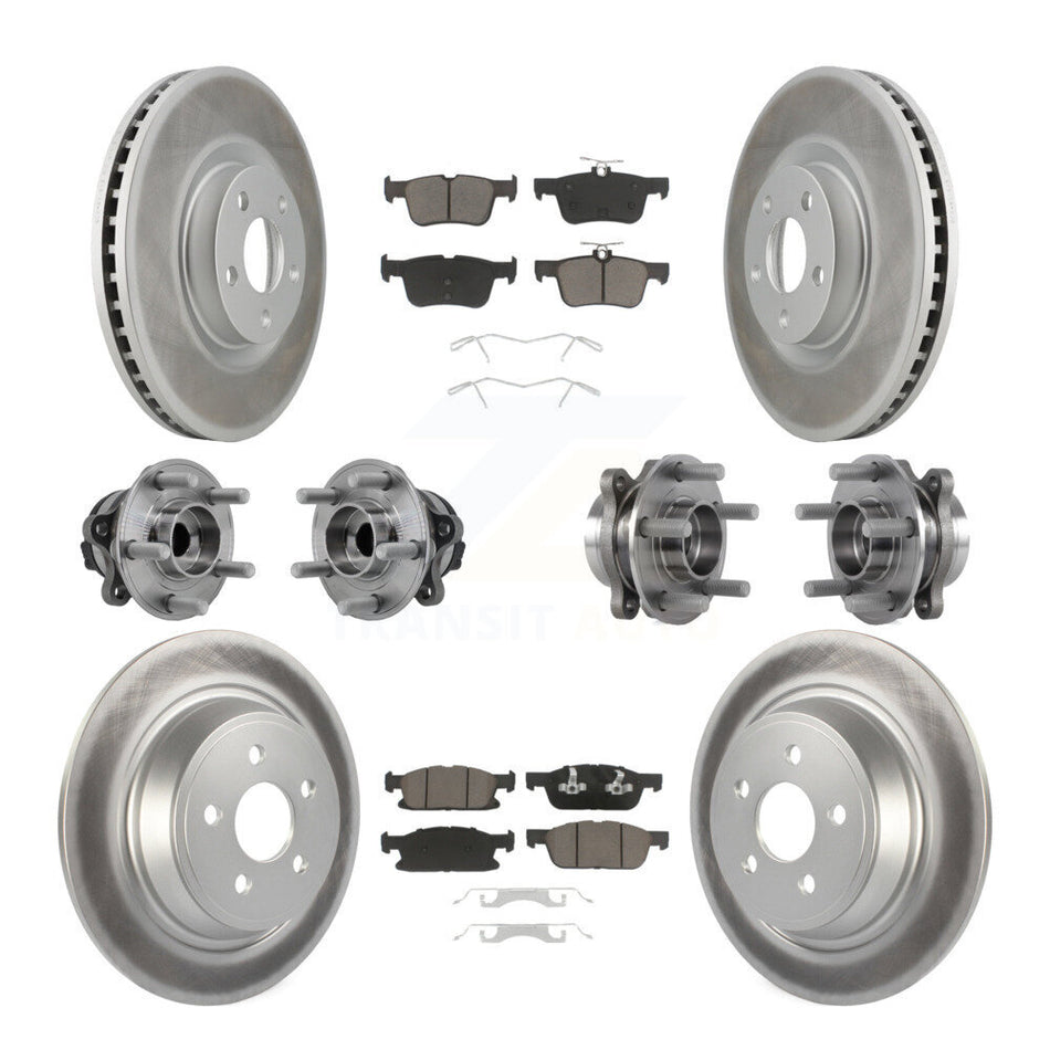 Front Rear Hub Bearing Coated Disc Brake Rotor Pad Kit (10Pc) For 2015-2018 Ford Edge FWD KBB-127204