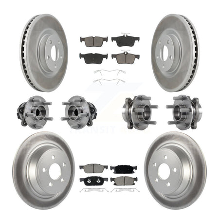Front Rear Hub Bearing Coated Disc Brake Rotor Pad Kit (10Pc) For Lincoln Continental FWD KBB-127205