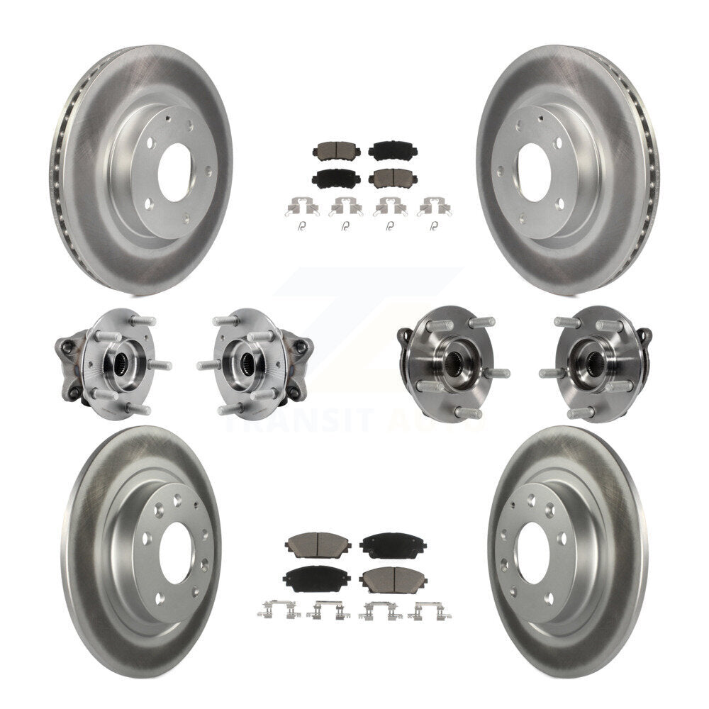 Front Rear Hub Bearing Coated Brake Rotor And Pad Kit (10Pc) For 2016-2018 Mazda CX-3 AWD KBB-127209