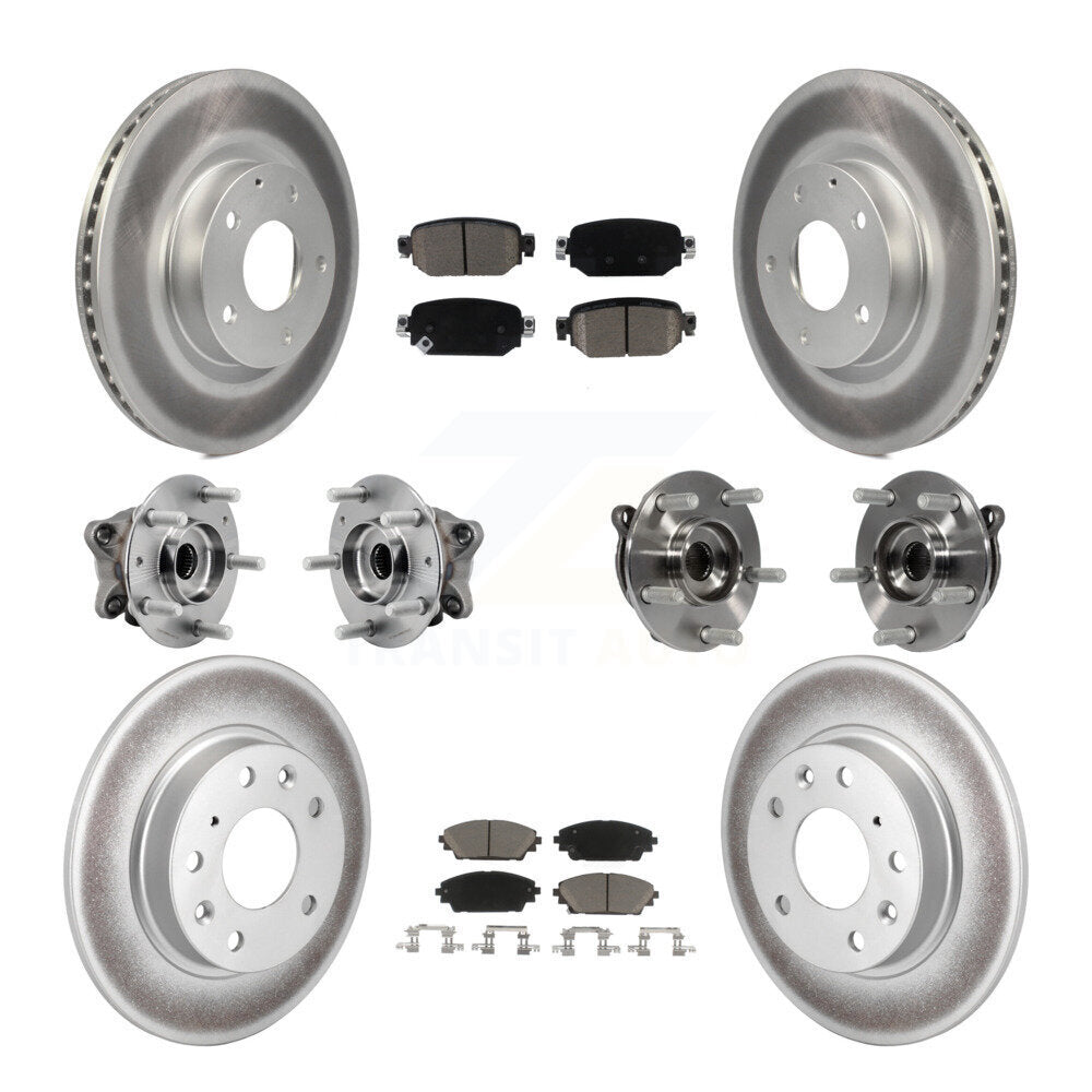 Front Rear Hub Bearing Coated Brake Rotor And Pad Kit (10Pc) For 2019-2021 Mazda CX-3 AWD KBB-127210