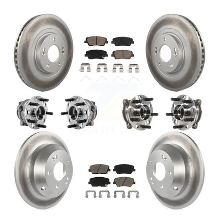Front Rear Hub Bearing Coated Brake Rotor & Pads Kit (10Pc) For 2016-2020 Kia Sorento FWD KBB-127215