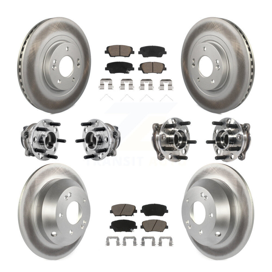 Front Rear Hub Bearing Coated Brake Rotor & Pads Kit (10Pc) For 2016-2020 Kia Sorento FWD KBB-127215