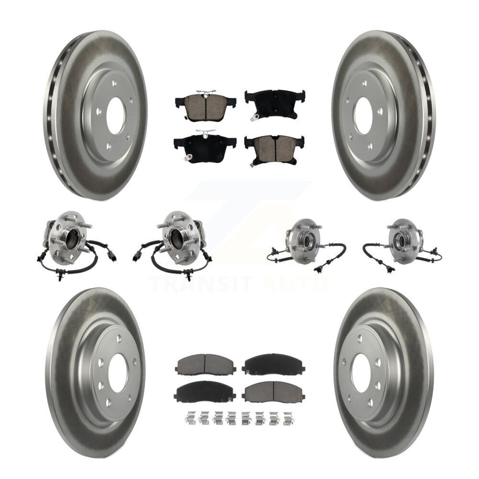 Front Rear Hub Bearing Coated Disc Brake Rotors And Pads Kit (10Pc) For Chrysler Pacifica KBB-127217