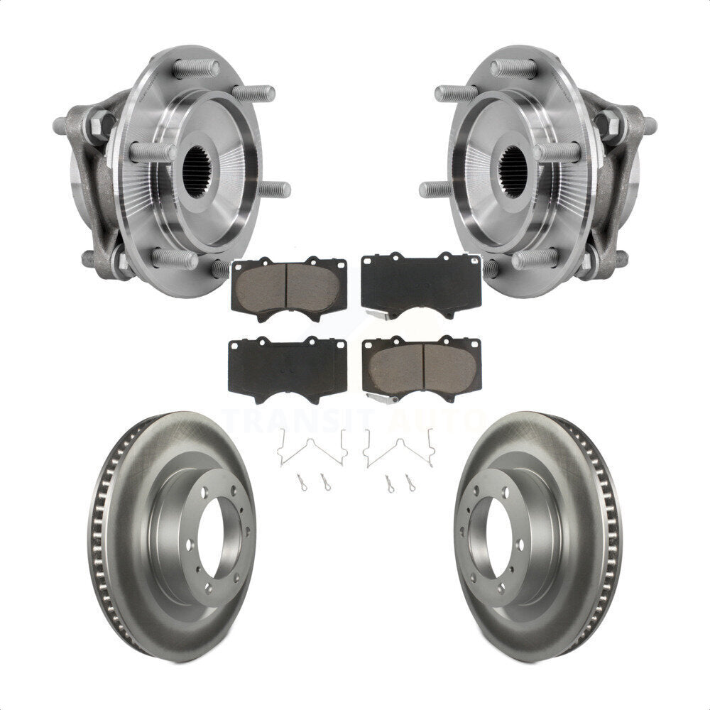 Front Hub Bearing Coated Brake Rotor And Pad Kit For 2010-2023 Toyota 4Runner Lexus GX460 KBB-127223