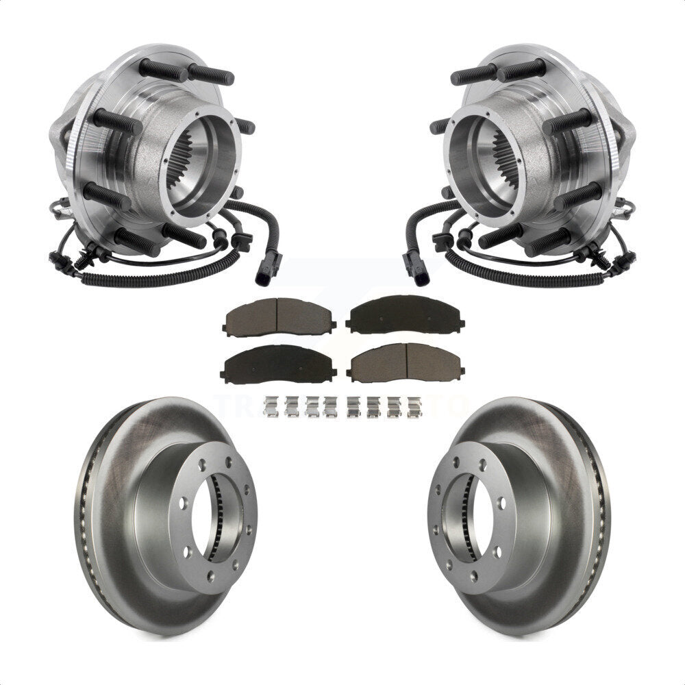 Front Hub Bearing Assembly Coated Disc Brake Rotor Pads Kit For Ford F-350 Super Duty 4WD KBB-127231