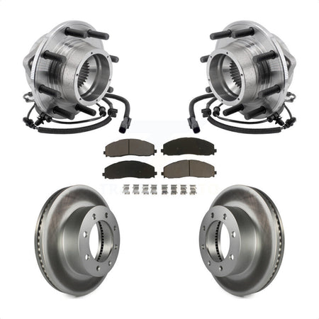 Front Hub Bearing Assembly Coated Disc Brake Rotor Pads Kit For Ford F-350 Super Duty 4WD KBB-127231