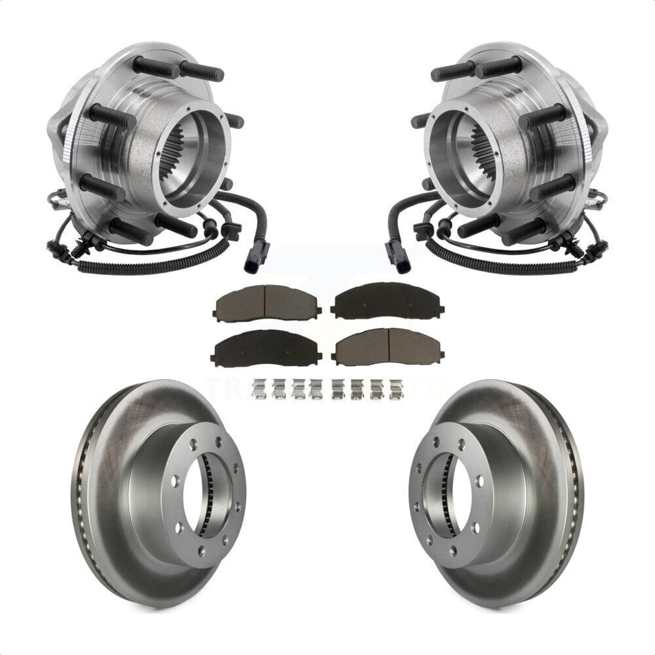 Front Hub Bearing Assembly Coated Disc Brake Rotor Pads Kit For Ford F-350 Super Duty 4WD KBB-127231