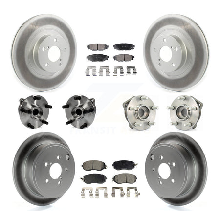 Front Rear Hub Bearings Coated Disc Brake Rotors And Pads Kit (10Pc) For Subaru Impreza KBB-127255