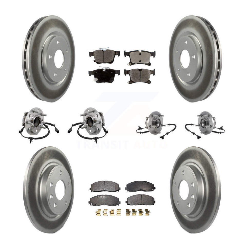 Front Rear Hub Bearing Coated Disc Brake Rotors And Pads Kit (10Pc) For Chrysler Pacifica KBB-127258