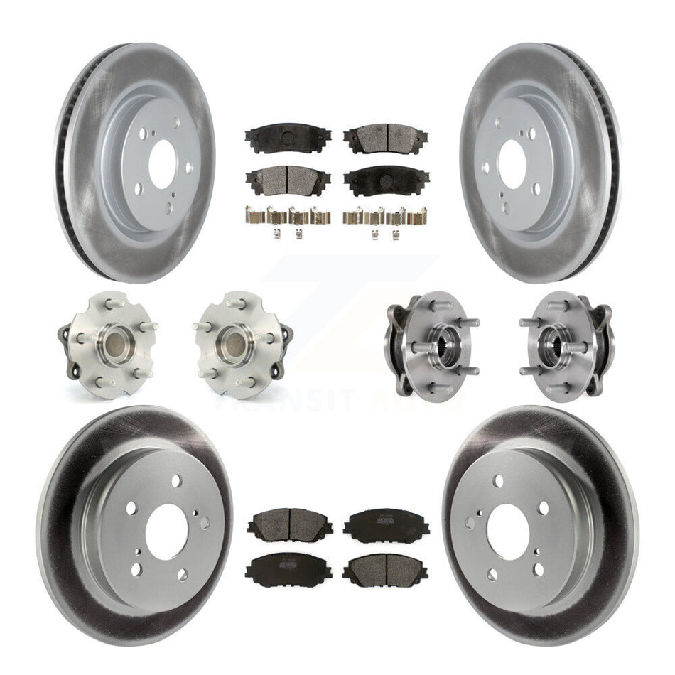 Front Rear Hub Bearings Coated Disc Brake Rotors And Pads Kit (10Pc) For Toyota RAV4 KBB-127266