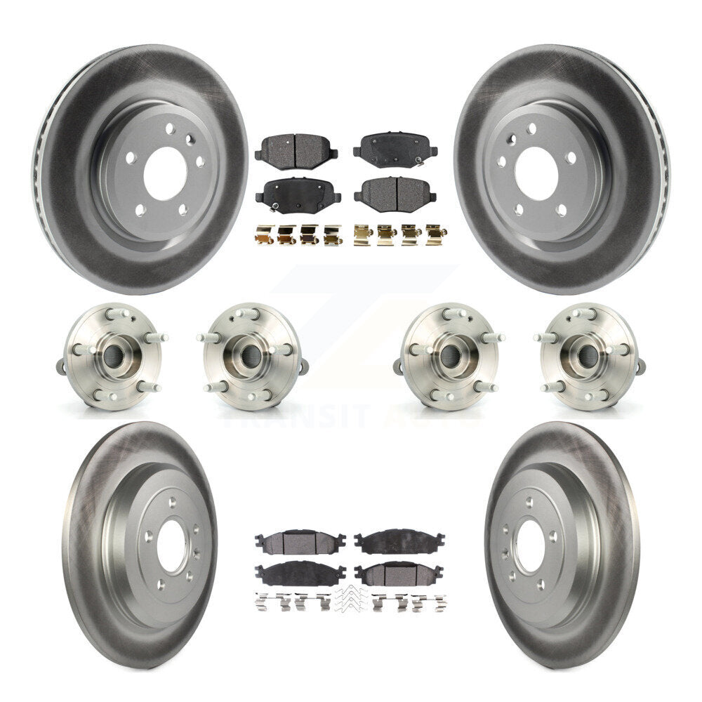 Front Rear Hub Bearings Coated Disc Brake Rotors And Pads Kit (10Pc) For Ford Explorer KBB-127268
