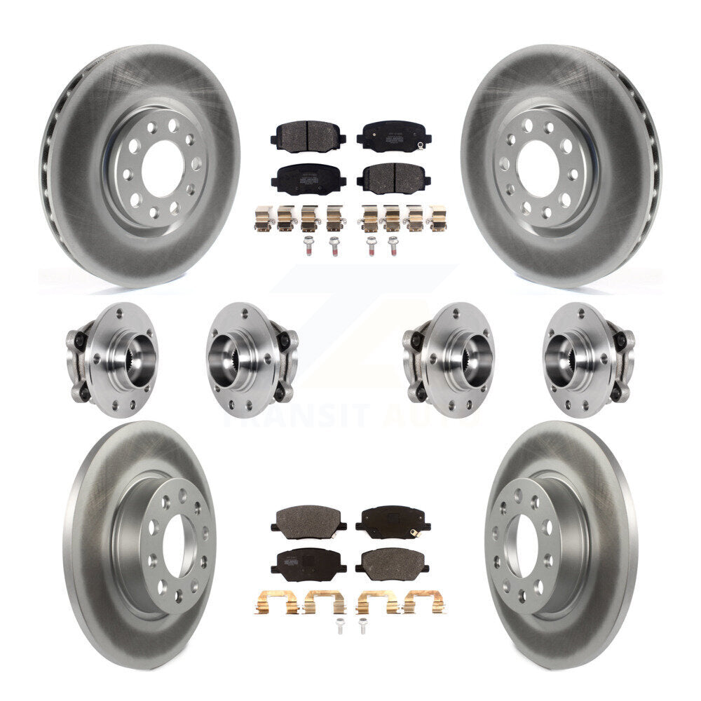 Front Rear Hub Bearing Coated Disc Brake Rotor Pad Kit (10Pc) For Jeep Renegade Fiat 500X KBB-127271