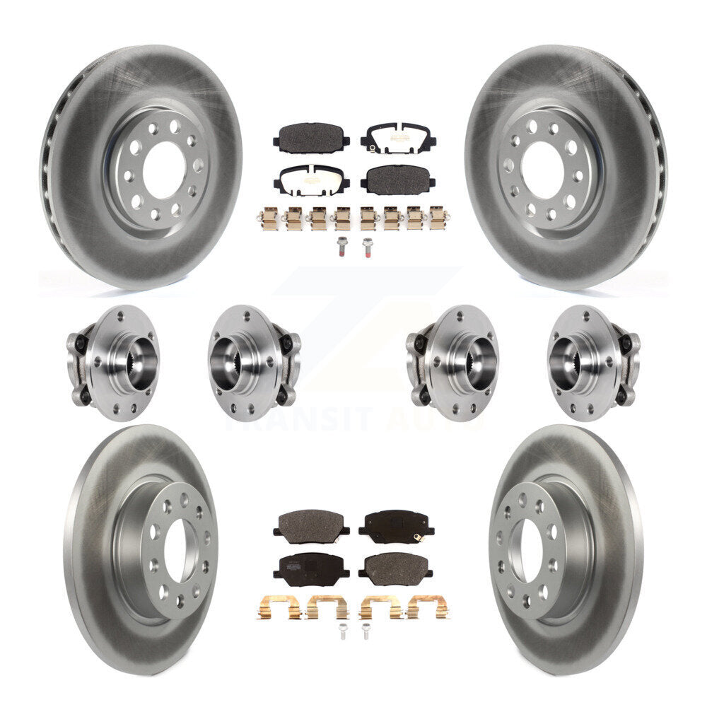 Front Rear Hub Bearings Coated Disc Brake Rotors And Pads Kit (10Pc) For Jeep Compass AWD KBB-127272