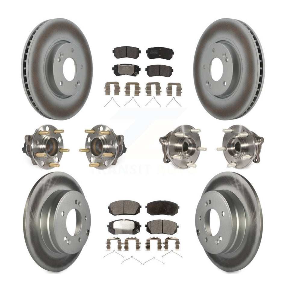 Front Rear Hub Bearings Coated Disc Brake Rotors And Pads Kit (10Pc) For Hyundai Sonata KBB-127275