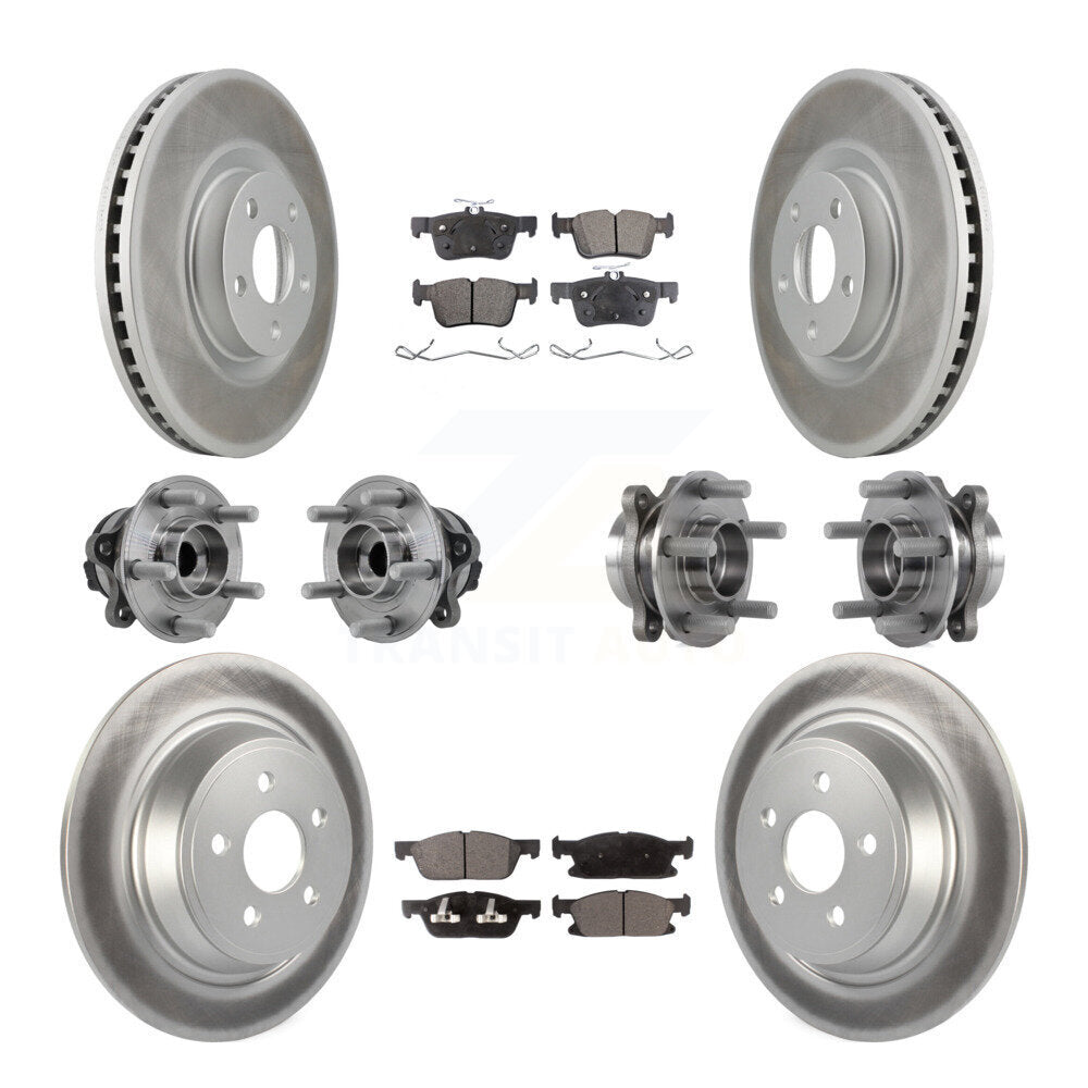 Front Rear Hub Bearing Coated Disc Brake Rotor Pad Kit (10Pc) For 2015-2018 Ford Edge FWD KBB-127277