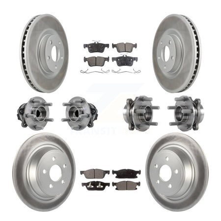 Front Rear Hub Bearing Coated Disc Brake Rotor Pad Kit (10Pc) For 2015-2018 Ford Edge FWD KBB-127277