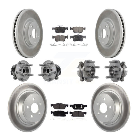 Front Rear Hub Bearing Coated Disc Brake Rotor Pad Kit (10Pc) For Lincoln Continental FWD KBB-127280