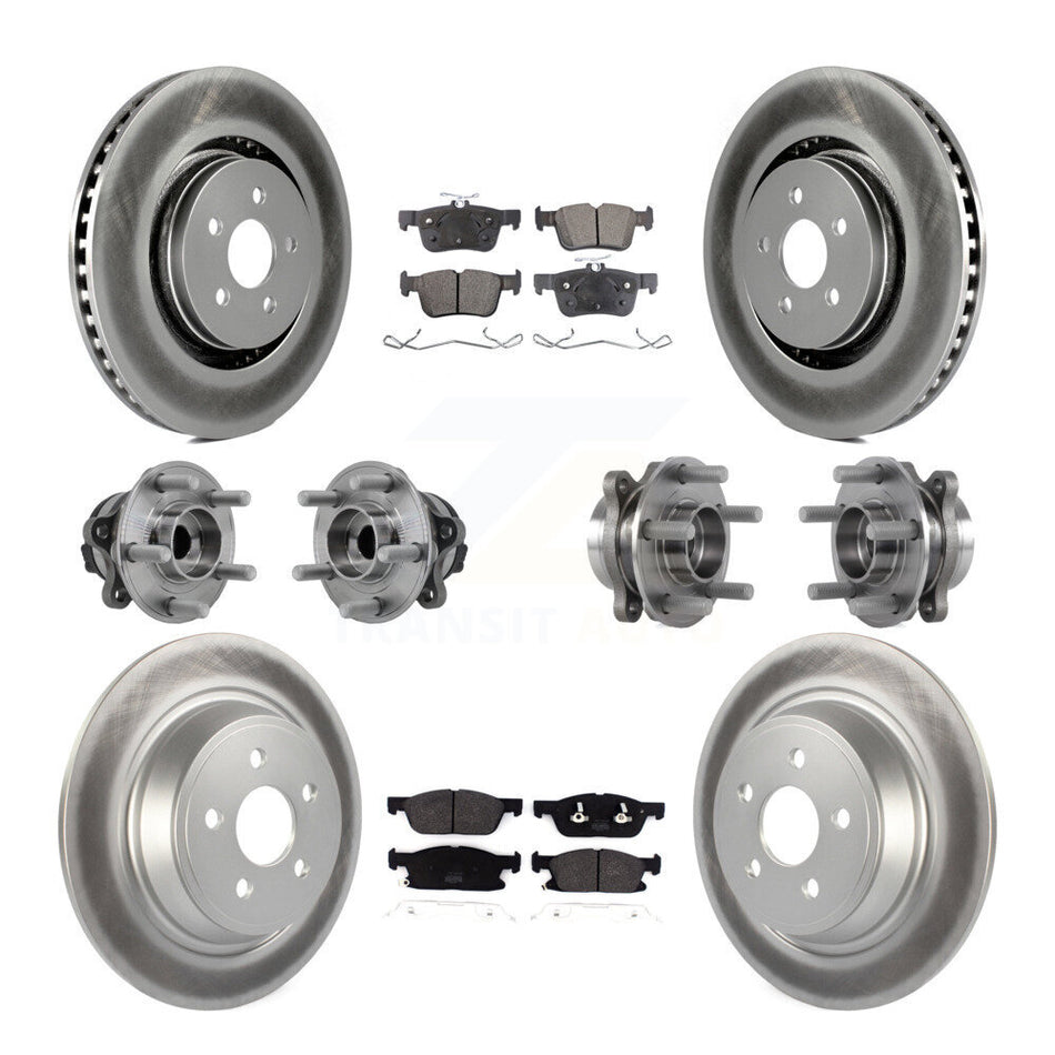 Front Rear Hub Bearing Coated Disc Brake Rotor Pad Kit (10Pc) For Lincoln Continental FWD KBB-127281