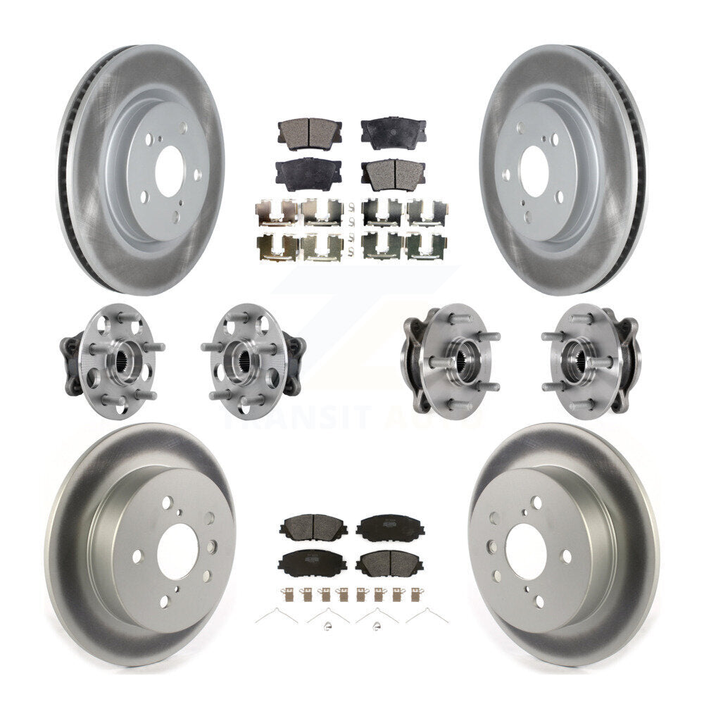 Front Rear Hub Bearings Coated Disc Brake Rotors And Pads Kit (10Pc) For Toyota Camry KBB-127285