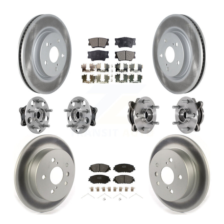 Front Rear Hub Bearings Coated Disc Brake Rotors And Pads Kit (10Pc) For Toyota Camry KBB-127285