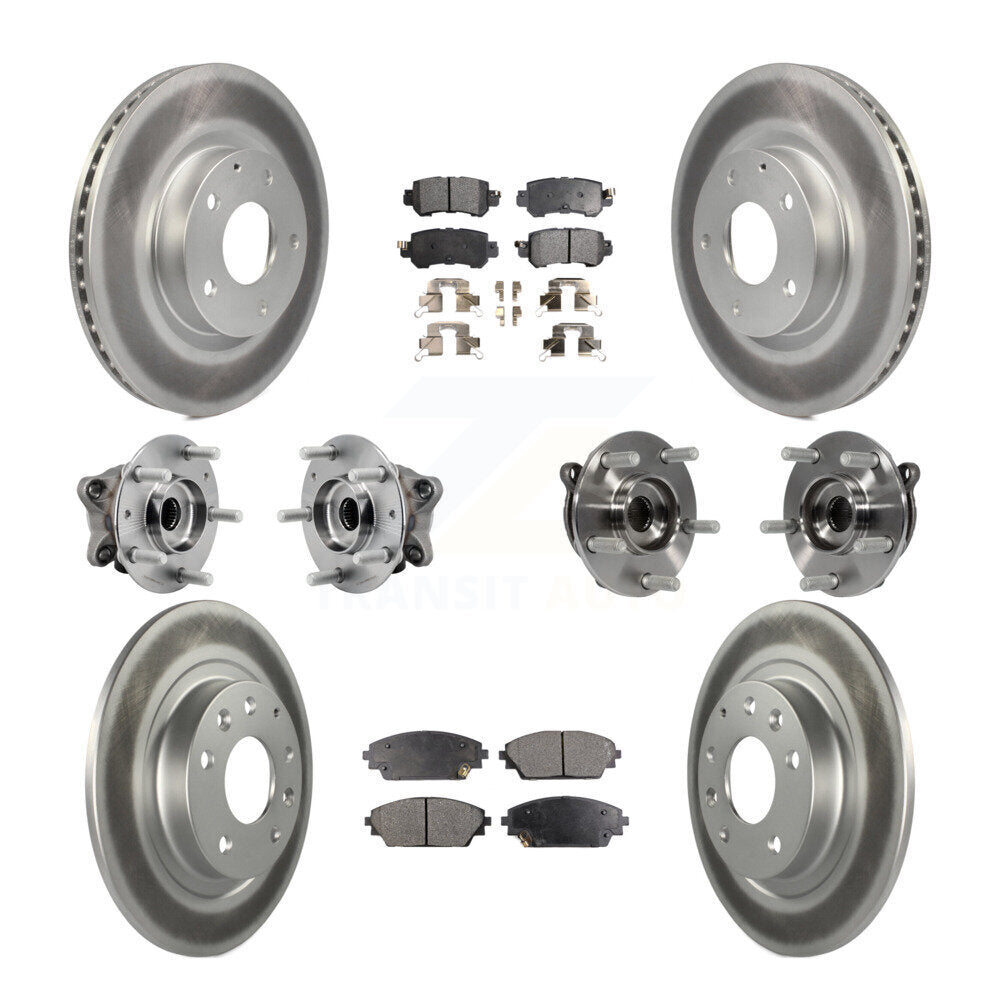 Front Rear Hub Bearing Coated Brake Rotor And Pad Kit (10Pc) For 2016-2018 Mazda CX-3 AWD KBB-127288