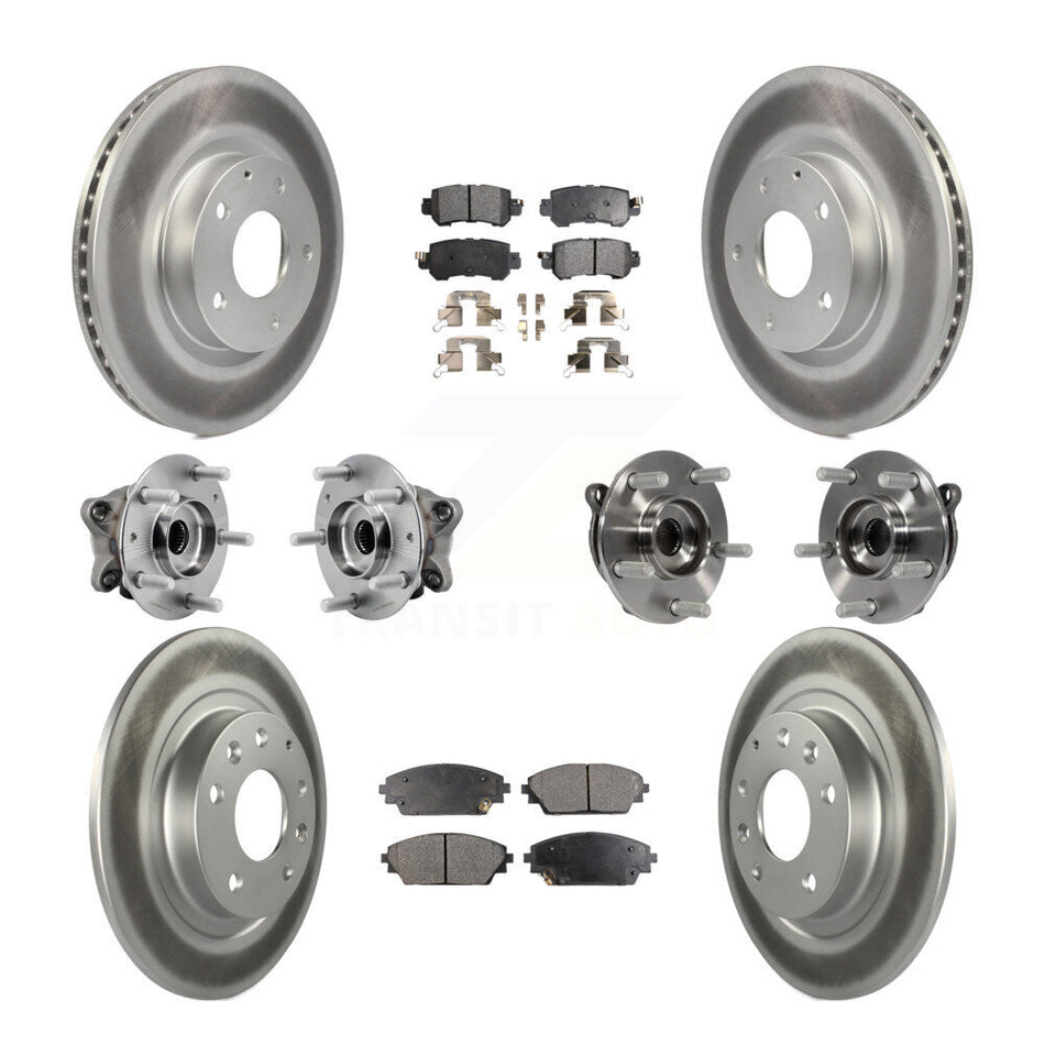 Front Rear Hub Bearing Coated Brake Rotor And Pad Kit (10Pc) For 2016-2018 Mazda CX-3 AWD KBB-127288