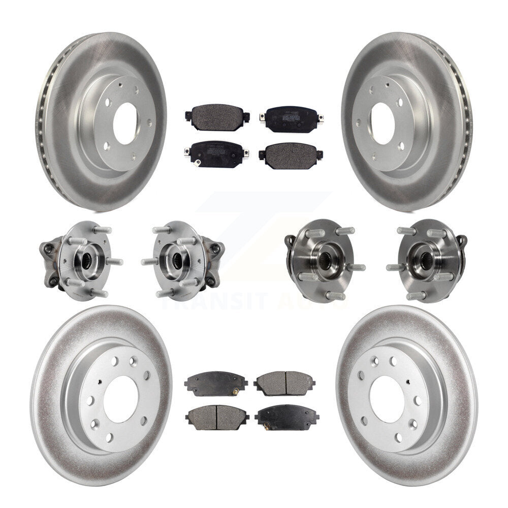 Front Rear Hub Bearing Coated Brake Rotor And Pad Kit (10Pc) For 2019-2021 Mazda CX-3 AWD KBB-127289