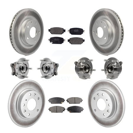 Front Rear Hub Bearing Coated Brake Rotor And Pad Kit (10Pc) For 2019-2021 Mazda CX-3 AWD KBB-127289
