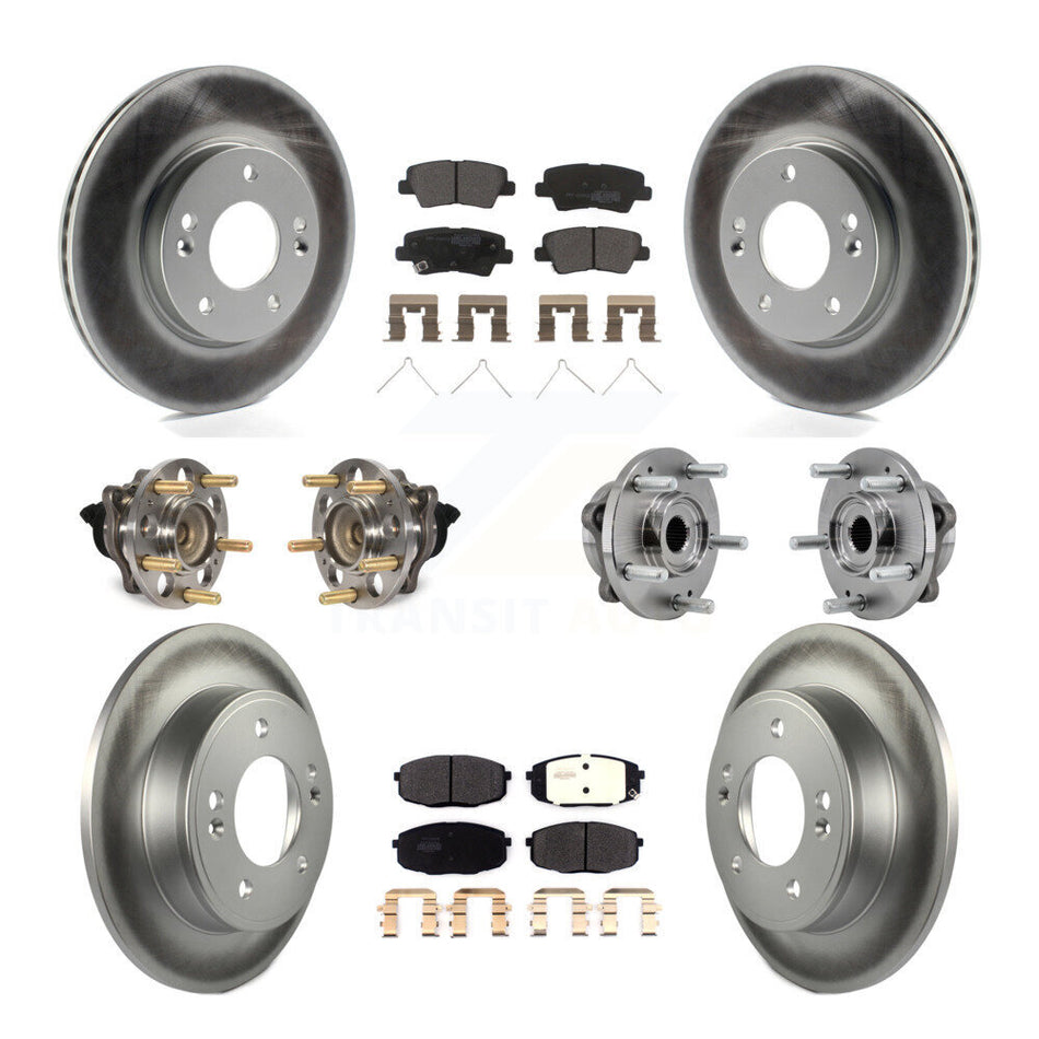 Front Rear Hub Bearing Coated Brake Rotor Pad Kit (10Pc) For Kia Soul Naturally Aspirated KBB-127292