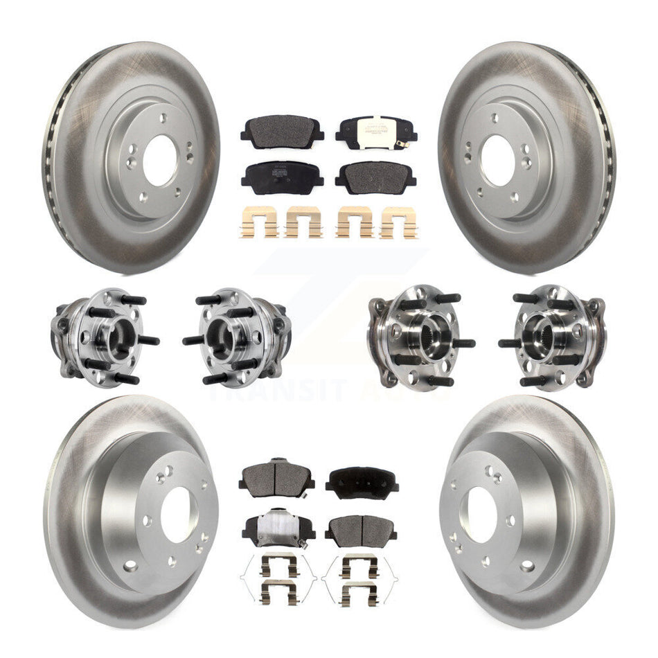 Front Rear Hub Bearing Coated Brake Rotor & Pads Kit (10Pc) For 2016-2020 Kia Sorento FWD KBB-127297