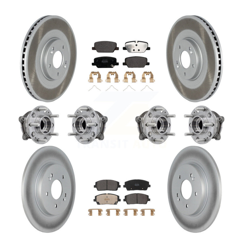 Front Rear Hub Bearing Coat Brake Rotor Pad Kit (10Pc) For Hyundai Palisade Kia Telluride KBB-127298