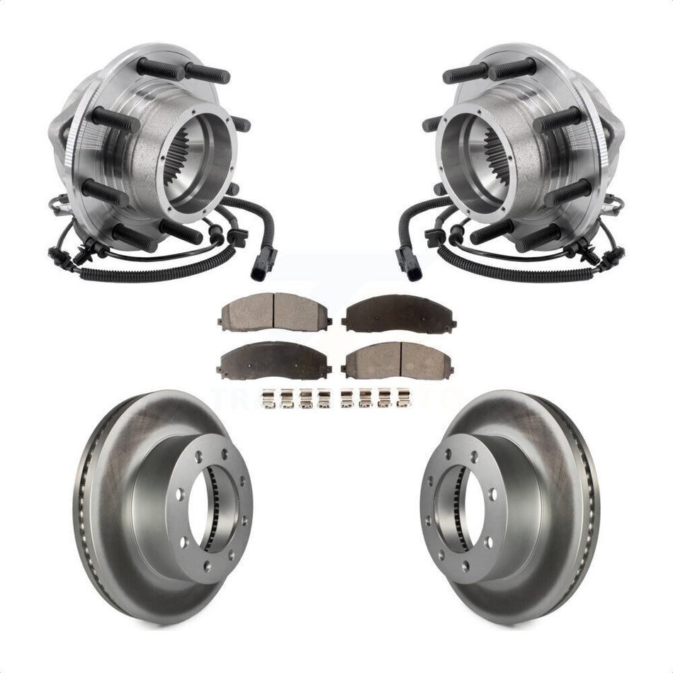 Front Hub Bearing Assembly Coated Disc Brake Rotor Pads Kit For Ford F-350 Super Duty 4WD KBB-127306