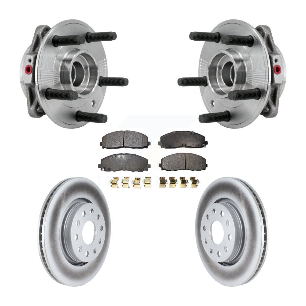 Front Hub Bearing Assembly Coated Disc Brake Rotor & Pads Kit For Jeep Wrangler Gladiator KBB-127328