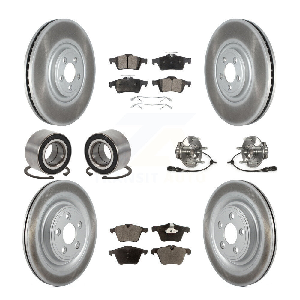 Front Rear Hub Bearings Coated Disc Brake Rotors And Pads Shoes Kit (10Pc) For Jaguar XF KBB-127336
