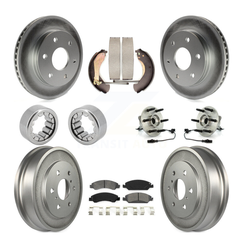 Front Rear Hub Bearing Coated Disc Brake Rotor & Pads Shoe Kit (10Pc) For GMC Sierra 1500 KBB-127341